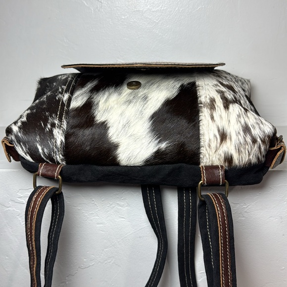 Myra Garnate canvas, leather & hair on hide backpack bag main image 12